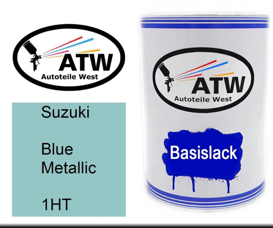 Suzuki, Blue Metallic, 1HT: 500ml Lackdose, von ATW Autoteile West.